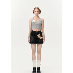 13De Marzo Bear Basic Knit Tank Vest Gray