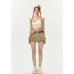 13De Marzo Bear Basic Knit Tank Vest Beige