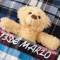 13De Marzo Bear Broken Plaid Patchwork Shirt