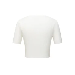13De Marzo Bear Buckle Thin V-Neck Short Knit Cardigan White