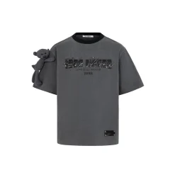 13De Marzo Bear Denim Rivet T-Shirt Washed Black