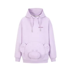 13De Marzo Bear Embossment Pocket Hoodie Purple