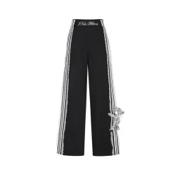 13De Marzo Bear Lace Patchwork Sweat Pants Black