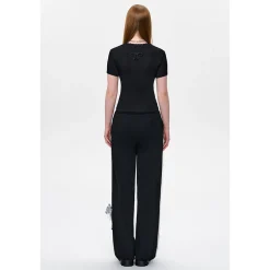 13De Marzo Bear Lace Patchwork Sweat Pants Black