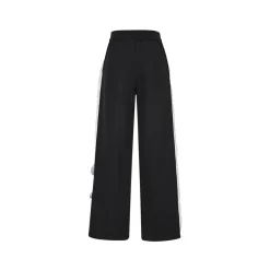 13De Marzo Bear Lace Patchwork Sweat Pants Black