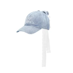 13De Marzo Bear Lace Washed Denim Cap Blue