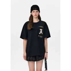 13De Marzo Bear Painting Pocket T-Shirt Black