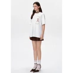 13De Marzo Bear Painting Pocket T-Shirt White