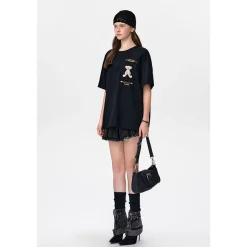 13De Marzo Bear Painting Pocket T-Shirt Black
