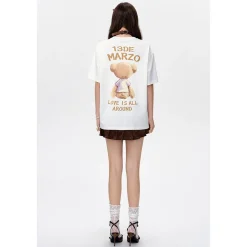 13De Marzo Bear Painting Pocket T-Shirt White