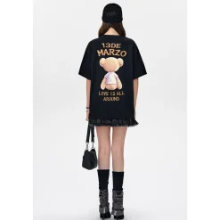 13De Marzo Bear Painting Pocket T-Shirt Black