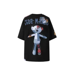 13De Marzo Bear Patch Suture Denim Tee Black