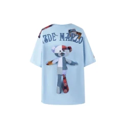 13De Marzo Bear Patch Suture Denim Tee Blue