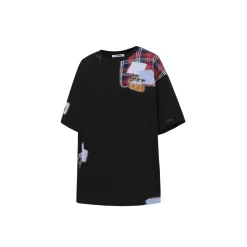 13De Marzo Bear Patch Suture Denim Tee Black
