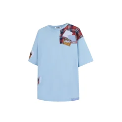 13De Marzo Bear Patch Suture Denim Tee Blue