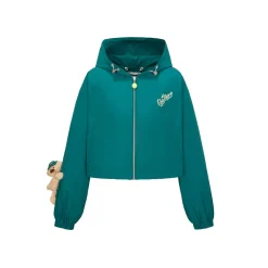 13De Marzo Bear Tennis Thin Hooded Short Jacket Green