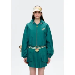 13De Marzo Bear Tennis Thin Hooded Short Jacket Green
