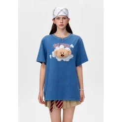 13De Marzo Bear Through Printed T-Shirt Dark Blue