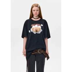 13De Marzo Bear Through Printed T-Shirt Black