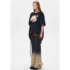 13De Marzo Bear Through Printed T-Shirt Black