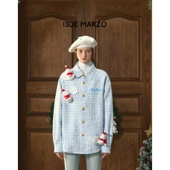 13De Marzo Christmas Snowman Bear Shirt Blue