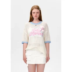 13De Marzo Color Blocked Logo Hollow Out Knit Top