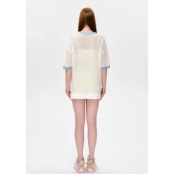 13De Marzo Color Blocked Logo Hollow Out Knit Top