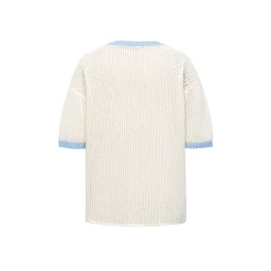 13De Marzo Color Blocked Logo Hollow Out Knit Top