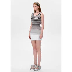 13De Marzo Color Blocked Striped Hollow Out Slim Dress Black