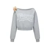 13De Marzo Dooozoo Off Shoulder Short Sweater Gray