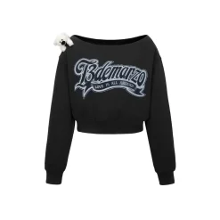 13De Marzo Dooozoo Off Shoulder Short Sweater Black