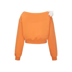 13De Marzo Dooozoo Off Shoulder Short Sweater Orange