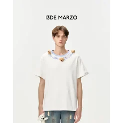 13De Marzo Doozoo Collar Embroidered Logo T-Shirt White