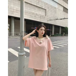 13De Marzo Doozoo Collar Embroidered Logo T-Shirt Pink