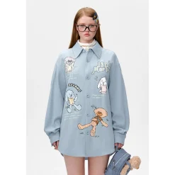 13De Marzo Doozoo Colored Graffiti Shirt Coat Blue
