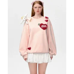 13De Marzo Doozoo Cupid Heart Round-Neck Sweater Pink