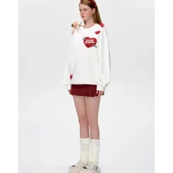 13De Marzo Doozoo Cupid Heart Round-Neck Sweater White
