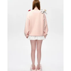 13De Marzo Doozoo Cupid Heart Round-Neck Sweater Pink