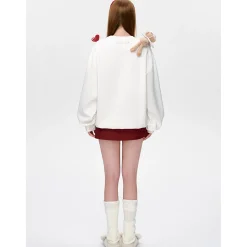 13De Marzo Doozoo Cupid Heart Round-Neck Sweater White