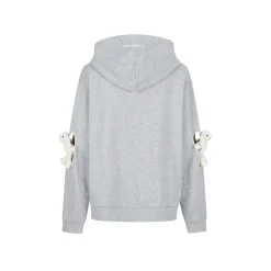 13De Marzo Doozoo Elbow Hollow Out Heart Zip Hoodie Gray