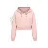 13De Marzo Doozoo Embroidery Logo Short Hoodie Pink