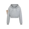 13De Marzo Doozoo Embroidery Logo Short Hoodie Gray