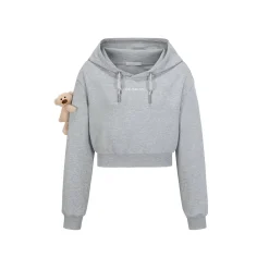 13De Marzo Doozoo Embroidery Logo Short Hoodie Gray