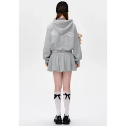 13De Marzo Doozoo Embroidery Logo Short Hoodie Gray