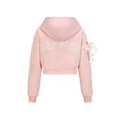 13De Marzo Doozoo Embroidery Logo Short Hoodie Pink