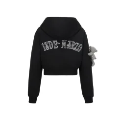 13De Marzo Doozoo Embroidery Logo Short Hoodie Black