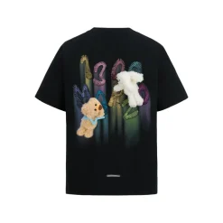 13De Marzo Doozoo Hollow Colored Logo Bear T-Shirt Black