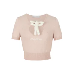 13De Marzo Doozoo Hollow Out Knit Top Pink