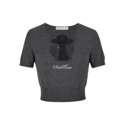 13De Marzo Doozoo Hollow Out Knit Top Dark Gray