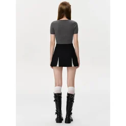 13De Marzo Doozoo Hollow Out Knit Top Dark Gray